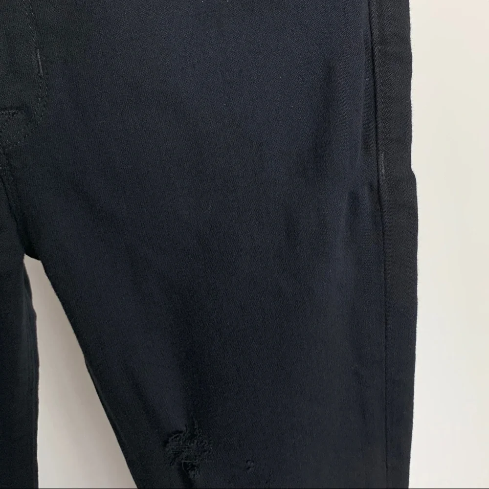 Hudson Black Distressed Skinny Jeans Sz 26 Stretch Low Rise Designer Denim Edgy